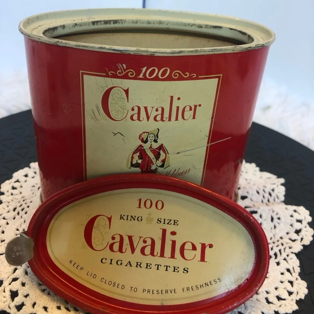 Cavalier King Size Cigarette Tin With Cigarette Tax Stamps